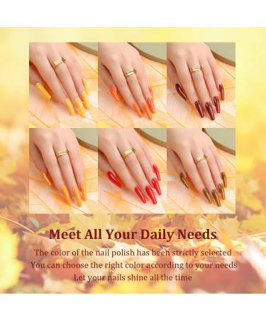 Aokitec Gel Nail Polish Kit 6x7.5ml Gel Polish Set Soak Off Nail Gel Polish Set 2021 New Fall Light Dark Orange Yellow Red Brown Gel Nail Manicure Kit DIY Home Gifts for Women Christmas(Autumn Leaves) - Buy Online on GoSupps.com
