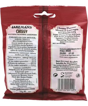 Jakemans Cherry 73g - Pack of 12 - Soothing Menthol Lozenges - Suitable For Vegetarians Red Cherry 73 g (Pack of 12) - Buy Online on GoSupps.com