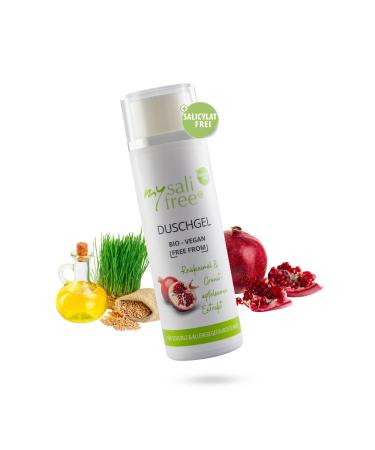 mysalifree Gentle organic and natural shower gel for sensitive skin - With rice germ oil - 200 ml - 100% certified organic cosmetic - Unique in the world - Organic + fragrance-free
