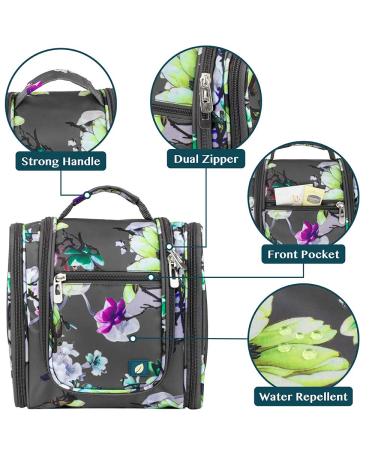 Pavilia Hanging Toiletry Bag | Travel Organizer for Toiletries & Cosmetics | Medium Floral Grey - Buy Online on GoSupps.com
