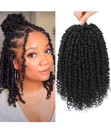 Passion Twist Hair - 10 Inch 8X Pretwisted Passion Twist Crochet Hair for Women, Short Pre Looped Crochet Hair Passion Twist Synthetic Braiding Hair Extensions (10 Inch 1B)
