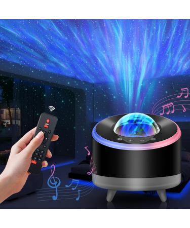 Mrooyi LED starry sky projector with Bluetooth speaker 3 in 1 Galaxy starry sky Projector Children Adults with remote control/rigid-control star/360 rotating aurora for party car room ... set 1- black