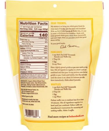 Bob's Red Mill Buttermilk Pancake and Waffle Mix 680g (Pack of 1) Buttermilk 680 g (Pack of 1) - Buy Online on GoSupps.com