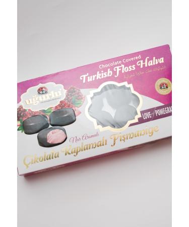Ugurlu Chocolate Covered Turkish Floss Halva-Chocolate Pomegranate Cotton Candy-200g