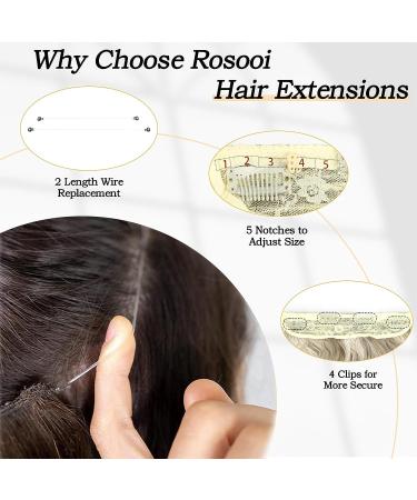Rosooi 20 Inch Invisible Wire Hair Extensions - Light Brown mix Bleach Blonde - Adjustable & Secure Clip-in Synthetic Hairpieces for Women Daily & Party Use - Buy Online on GoSupps.com