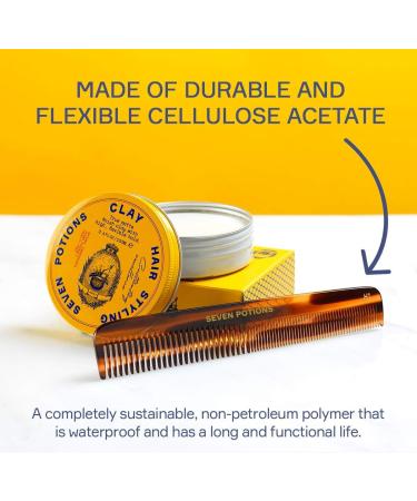 Seven Potions Handmade Fine and Coarse-Tooth Comb for Men's Hair, Beard & Moustache - 18 cm / 7.1 inch - Buy Online on GoSupps.com