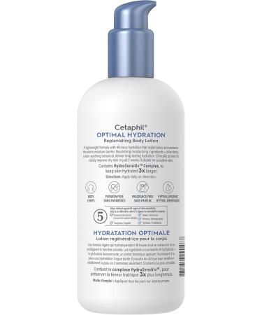 Cetaphil Optimal Hydration Replenishing Body Lotion for Sensitive Dry and Dehydrated Skin 48hr Hydration With Hyaluronic Acid Vitamin E & Vitamin B5 Dermatologist Recommended 473ml - Buy Online on GoSupps.com
