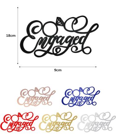 WedDecor Engaged Black Cake Topper Acrylic Mirror Engagement Cake Picks For Bridal Shower Wedding Bachelorette Cupcake Decoration Theme Party Supplies Engaged - Ring Black - Buy Online on GoSupps.com