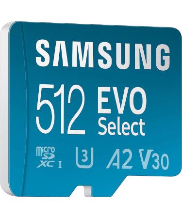 Samsung EVO Select 512GB Micro SD Memory Card + Adapter | 130MB/s | Full HD, 4K UHD, UHS-I, U3, A2, V30 | Expand Storage for Android, Tablets, Nintendo Switch - Buy Online on GoSupps.com