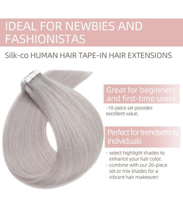 Silk Co Tape In Extensions - 55cm Gray Real Human Hair | 10pcs Skin Weft | 25g Extreme Tape Glue - Buy Online on GoSupps.com