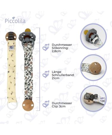 Buy Piccolila Organic Cotton Baby Pacifier Chain | BPA-Free Silicone & Wood Clip | Flower Meadow Design - Buy Online on GoSupps.com