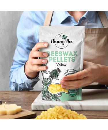 HUNNYBEE Beeswax Pellets 1LB - 100% Organic Yellow Bees Wax for DIY Candles, Skin & Hair Care, Lotions, Lip Balm & Soap Making - Buy Online on GoSupps.com