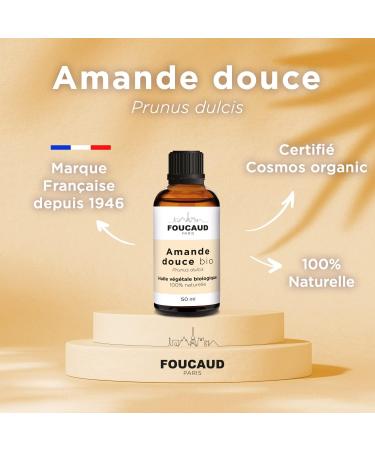 FOUCAUD | Sweet Almond vegetable oil | Prunus dulcis | ORGANIC | 100% natural | Softening | Soothing | 50 ml | French brand since 1946 - Buy Online on GoSupps.com