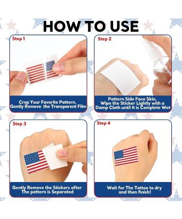 Ctosree 492 Pcs Fourth of July Temporary Tattoos - Patriotic Red White Blue Stickers for Kids & Adults | USA Flag Party Supplies for Memorial Day, Independence Day & Labor Day - Buy Online on GoSupps.com