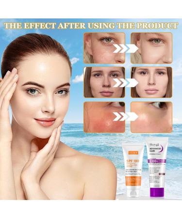 Lezehea Sunscreen SPF 100 pack of 2 sunscreen for face and body SPF 100 sun blocker soothing sunscreen waterproof nongreasy easy to use sun protection for travel outdoor 65 g 2er Pack - Buy Online on GoSupps.com