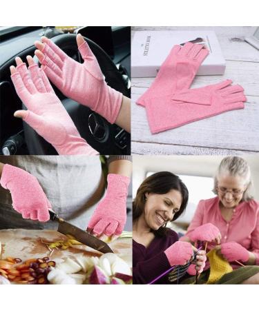 2 Pairs Compression Arthritis Gloves for Women & Men - Relieve Arthritis Pain - Fingerless Design - Pink - Buy Online on GoSupps.com
