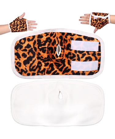 2 pieces of hand castor oil wrap Castor Oil Pack adjustable manual castle pack waterproof ergonomically soft reusable castor oil pads for hands prevents leakage (leopard pattern)