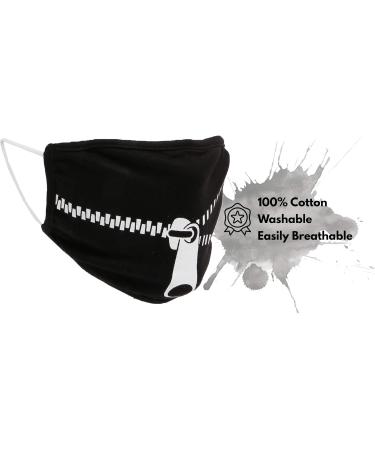 Bodico Cute Zipper Washable Cotton Reusable Kids Face Mask Black 1 count Black zipper Design 1 count (Pack of 1) - Buy Online on GoSupps.com