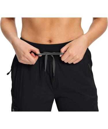 RlaGed Women's Cargo Hiking Pants - Lightweight Joggers, Quick Dry, Water Resistant, UPF 50, Zipper Pockets - Black, Size Large - Buy Online on GoSupps.com