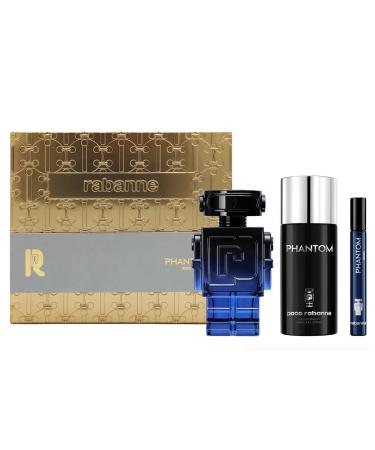Paco Rabanne Phantom Intense 3-Piece Gift Set (Eau de Parfum 3.4 fl oz + Deodorant Spray 5 fl oz + Eau de Parfum 0.33 fl oz)