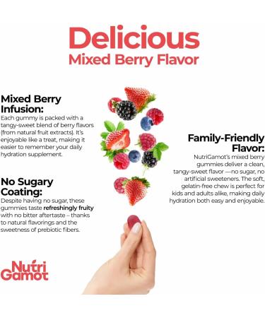 NutriGamot Electrolyte Hydration Gummies Sugar Free | Mixed Berry Flavor - 5 Essential Electrolytes for Runners Post-Workout Recovery & Endurance Energy Support Chews Great Taste 60 Gummies - Buy Online on GoSupps.com