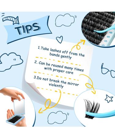 KevKev Lash Clusters 96 Pcs DIY Eyelash Extensions with Spin Mirror - Soft and Thin Band for Eye Makeup Travel - C-10-16 Mix - Buy Online on GoSupps.com