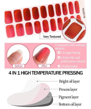 Kalolary Red Chrome Gel Nail Strips - Metallic Nail Wraps for Christmas & New Year | Long Lasting Salon Quality | International Shipping - Buy Online on GoSupps.com