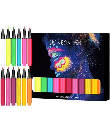 Glow In The Dark Eye Liner - 12 Colors Glow Matte Liquid Eye Liner Set - Waterproof Smudge-Proof Body Face Paint Makeup For Christmas - Buy Online on GoSupps.com