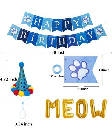 Cat Birthday Bandana & Hat Set | Cute Doggie Party Decorations | Blue - Buy Online on GoSupps.com
