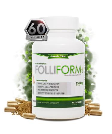 VH Nutrition FOLLIFORM | DHT Blocker for Men and Women | 1500mg Maximum Strength Natural Hair Loss Supplement | Saw Palmetto  Pygeum  Nettle Root Formula