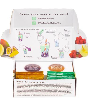 Vegan Milk Bubble Tea Kit Gift Set - 6 Servings with Mango & Melon Powders, Popping Boba, Paper Straws - By The TeaShed - Buy Online on GoSupps.com