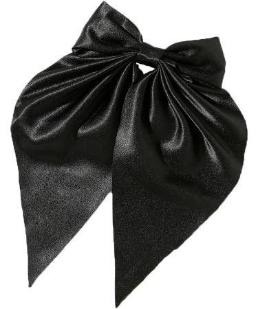 Yuyeran Super Big Bow Hair Clips French Style Soild Color Knotted Bowknot Spring Snap Barrettes Hair Clips with Long Ribbon for Women Girls (Black) - Buy Online on GoSupps.com