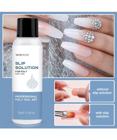 Morovan Slip Solution Poly Gel 2.5oz | Anti-Stick Gel Solution with Brush | Easy DIY Nail Extension Kit 109 Piece Set - Buy Online on GoSupps.com