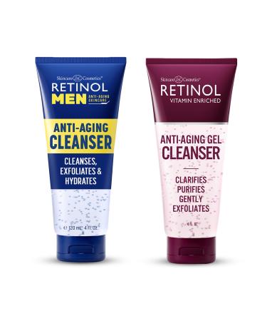 Retinol Men Gel Cleanser Gently exfoliates skin for Improved Texture Women Gel Cleanser Gently Cleans Impurities From Pores & Exfoliates for Soft Smooth Skin.