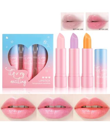 FEESHOW 3PCS Lip Gloss Set Color Changing Lip Balm Collection Moisturizing & Non-Sticky Makeup Gift for Women and Teen Girls Multicolor One Size One Size Multicolor - Buy Online on GoSupps.com