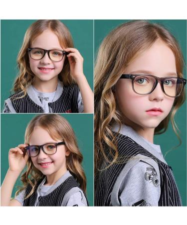 Kids Blue Light Blocking Glasses 2 Pack for Ages 3-10 - Anti-Blue Light & Headache Relief - Computer, Video Gaming Glasses for Boys and Girls - Transparent Black + Clear - Buy Online on GoSupps.com