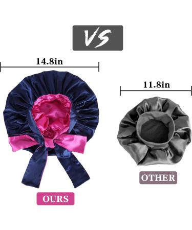 WEIPAO Silk Satin Bonnet - Large Reversible Hair Wrap for Curly Hair - DarkPurple/LightPurple - Buy Online on GoSupps.com