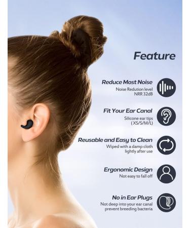 KAUGIC Soft Reusable Ear Plugs for Noise Reduction - 8 Ear Tips in XS/S/M/L - Ideal for Sleep, Travel, Work, Concerts & Flights - Black Silicone Hearing Protection - Buy Online on GoSupps.com