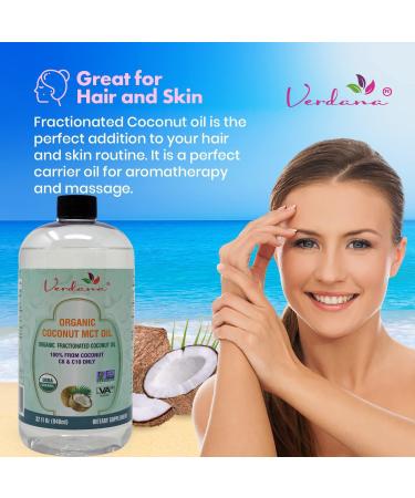 Verdana USDA Certified Organic Coconut MCT Oil Fractionated - 100% Pure, Non-GMO, Kosher - 32 Fl Oz (1 Pack) | Ideal for Keto & Paleo Diets - Buy Online on GoSupps.com