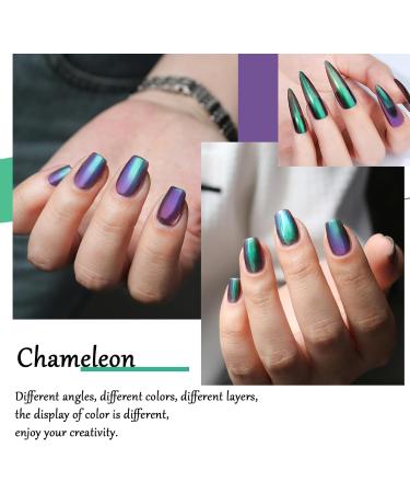 Chameleon Nail Polish - Holographic Glitter Nail Polish - Shimmer Chrome Nail Art Varnish - Quick Dry Nail Varnish - Long-lasting Nail Polish for Manicure DIY at Home - No Need Baking green - Buy Online on GoSupps.com