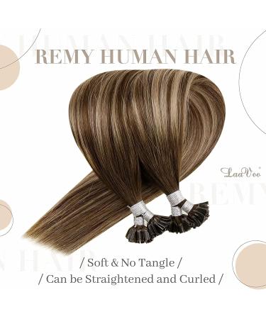 LAAVOO Balayage Real Hair Extensions - 55cm Brown & Ash Blonde U-Tips 50g/50pcs Keratin Bonded Hair Extensions - Buy Online on GoSupps.com