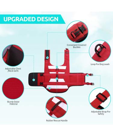 Adjustable Ripstop Dog Life Jacket - Red and White Stripes XXL - Buy Online on GoSupps.com