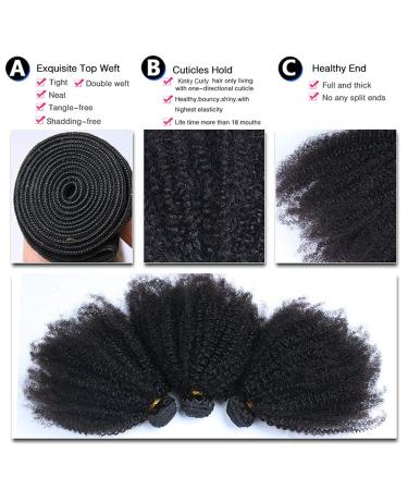 Feibin Mongolian Afro Kinky Curly Human Hair Bundles - 8-12 Inches - Virgin Hair Weave for Black Women - Buy Online on GoSupps.com