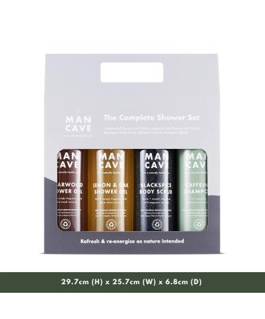 Mancave Complete Gift Set for Men | Vegan Caffeine Shampoo Sulfate-Free Shower Gels Blackspice Body Scrub | Eco-Friendly & Cruelty-Free Gift for Him - Buy Online on GoSupps.com