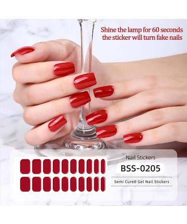 20PCS Semi Cured Gel Nails Gel Nail Stickers - Red Nail Wraps Semi Cured Gel Nails Strips - Semi Cured Gel Nail Wraps - Glossy & Long Lasting Gel Nail Stickers Need UV Light (Red) - Buy Online on GoSupps.com