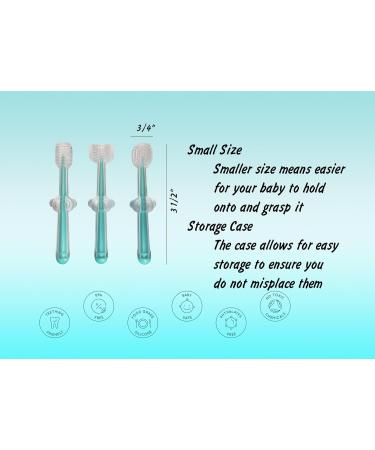 Baby 3-Piece Oral Care Set - Silicone Tongue Cleaner Gum Massager & Toddler Toothbrush (Teal) - International Shipping - Buy Online on GoSupps.com