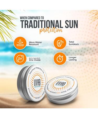 2X UVAB Zinc Face Sunblock Opaque white 15ml travel size jar for sun protection in extreme conditions Perfect for skiing climbing beach and leisure activities Zinc Oxide Face Sunblock 30 g Pack of 1 - Buy Online on GoSupps.com