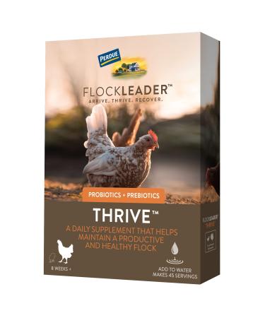 FlockLeader Thrive Prebiotic Probiotic Daily Supplement for Chicken Flock Flock Age 8+ Weeks 8 OZ
