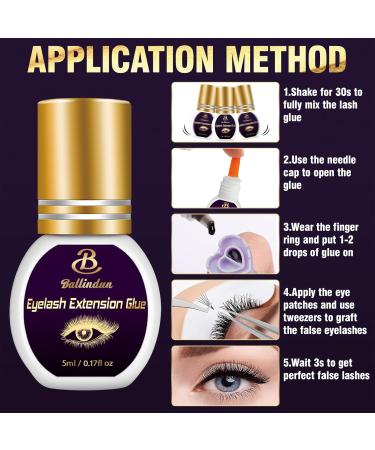 Buy Fast-Drying Black Lash Glue | Waterproof Eyelash Extension Adhesive for Sensitive Eyes - 5ML Professional Use - Buy Online on GoSupps.com