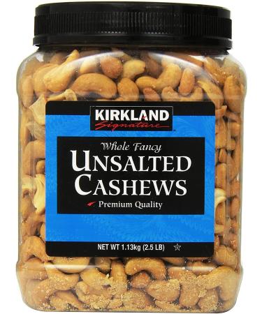 KIRKLAND SIGNATURE Unsalted Cashews, 2.5 Pound 2.5 Pound (Pack of 1)